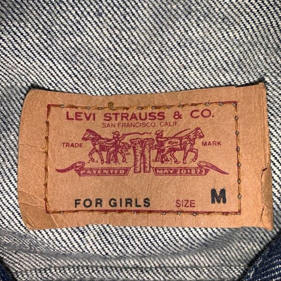 Levi's Girl’s Dark Wash Denim Trucker Jean Jacket Size Girls Medium Vintage - Picture 6 of 10